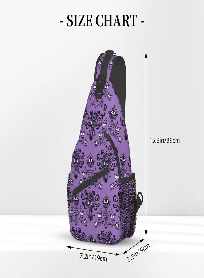 GTEVUTS Purple Haunt Mansion Crossbody Bags Sling Bag for for Women Men, Cute Fashion Chest Bag Casual Small Shoulder Bags Travel Hiking Cycling Gym Sport Lightweight Daypack Adult Backpack - Image 3